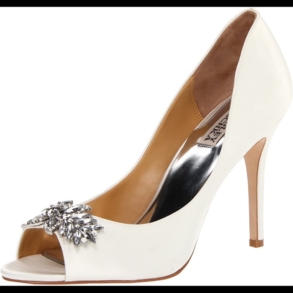 Badgley Mischka Natural Satin Dress Pumps